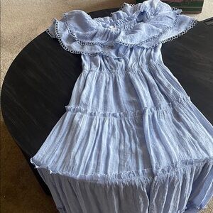 Eesome Light Blue Ruffled Casual Dress